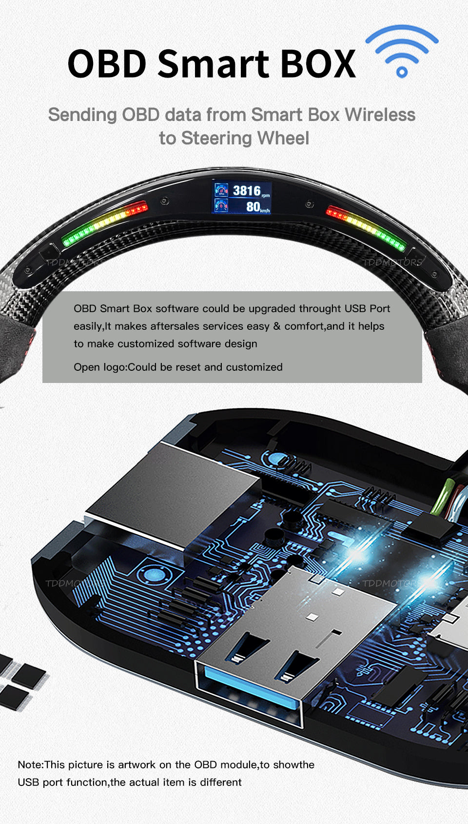 TDD Motors Led Light Up Steering Wheel for McLaren 520S MP4-12C / 650 570S 650S 675LT 720S GT