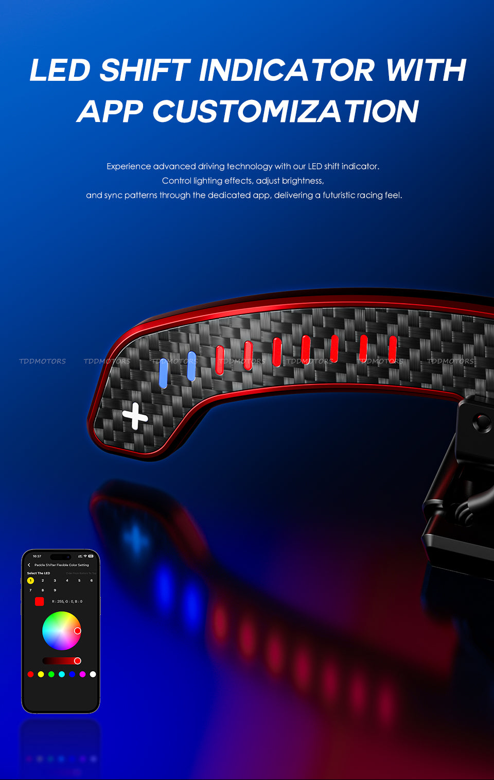 TDD Carbon Fiber Magnetic LED Paddle Shifters For Toyota Camry Avalon Corolla