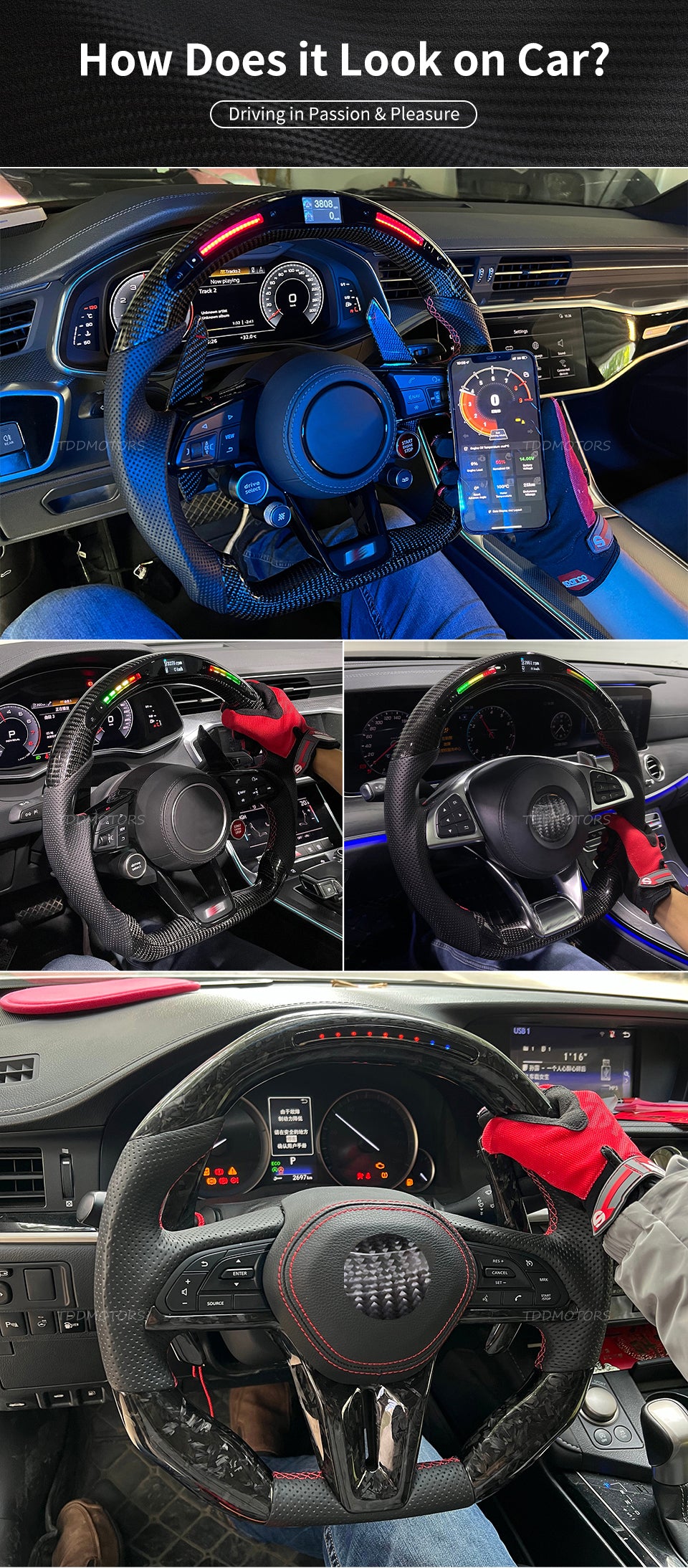 TDD Motors Led Light Up Steering Wheel for McLaren 520S MP4-12C / 650 570S 650S 675LT 720S GT