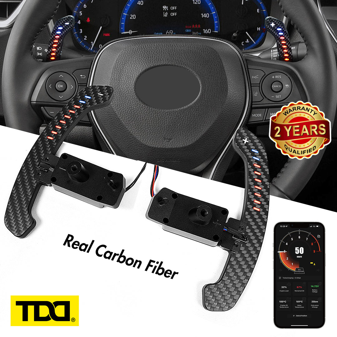 TDD Carbon Fiber Magnetic LED Paddle Shifters For Toyota Camry Avalon Corolla