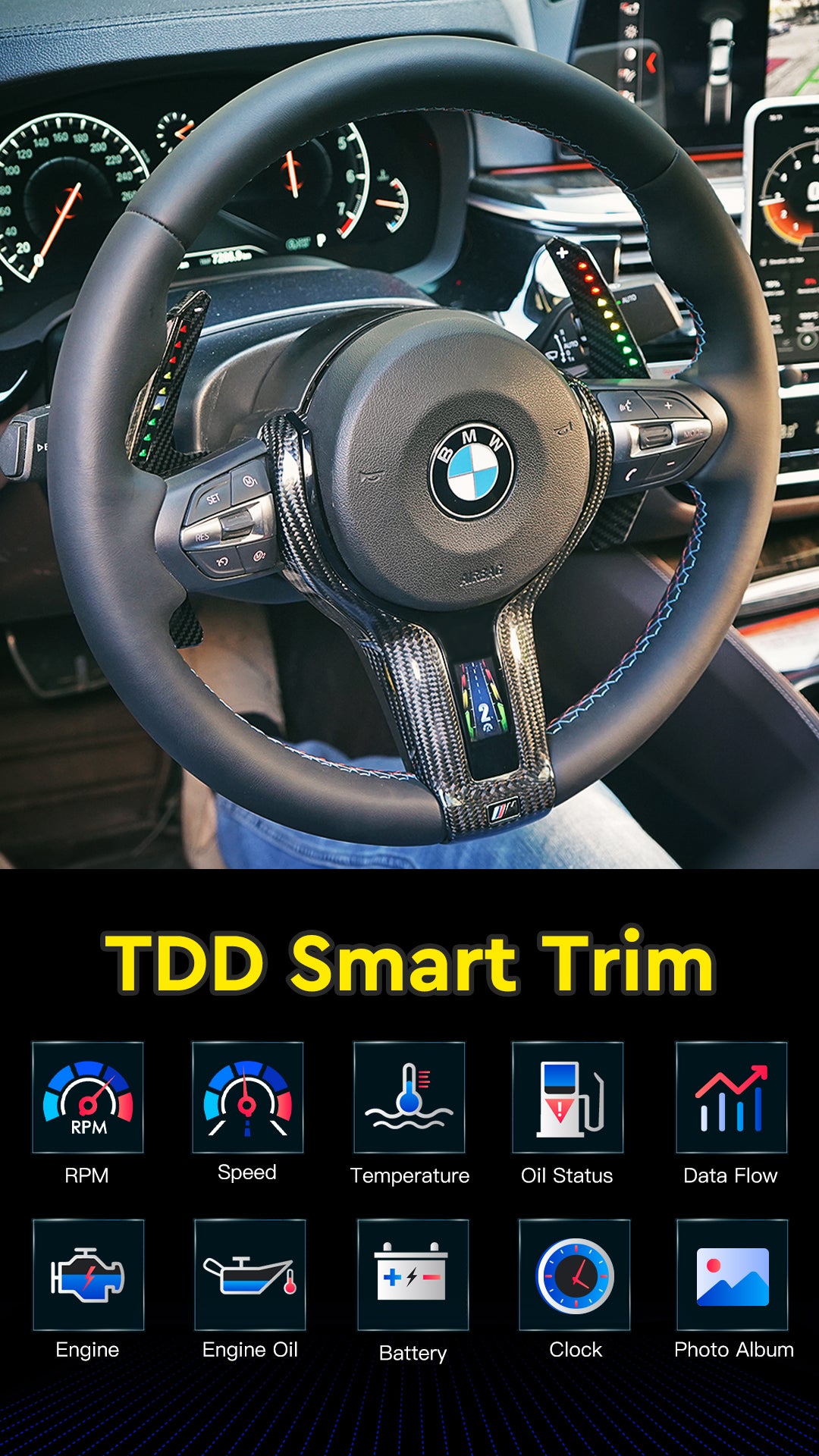 TDD LED Smart Trim Display for BMW M Performance Steering Wheel