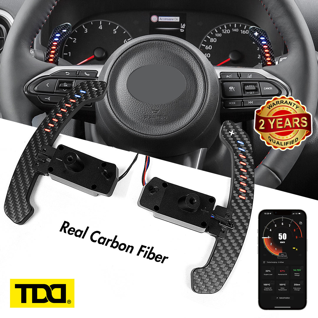 TDD Carbon Fiber Magnetic LED Paddle Shifters For Toyota YARIS GR 2020-2024