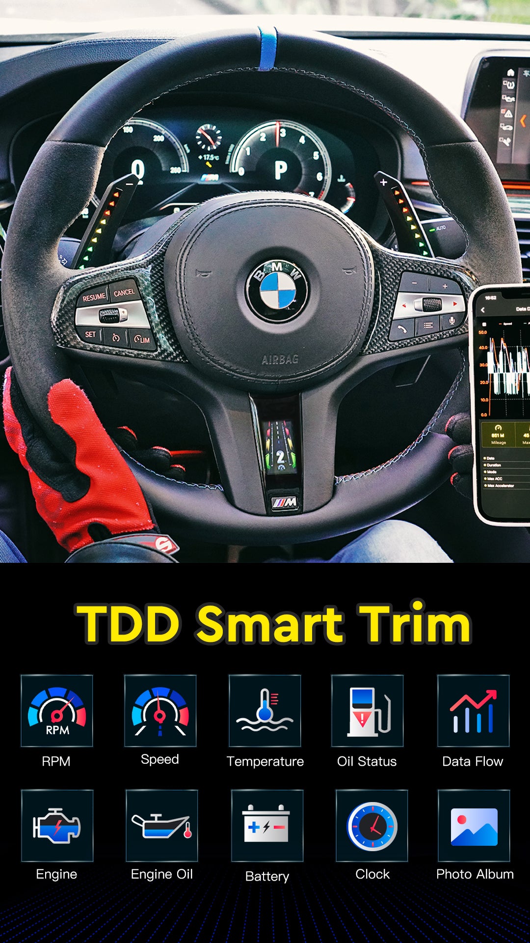 TDD LED Smart Trim Display for BMW M Performance Steering Wheel