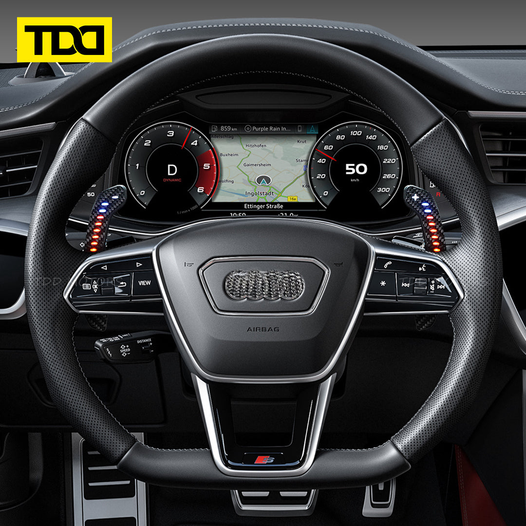 TDD Carbon Fiber Magnetic LED Paddle Shifters For Audi A1 A2 A3 A4 A5 A7 A8 Q2 Q3 Q4 Q5 Q7 Q8 S1 S2 S3 S4 S5 SQ5 SQ7 SQ8 RS1 RS2 RS3 RS4 RS5 RSQ5