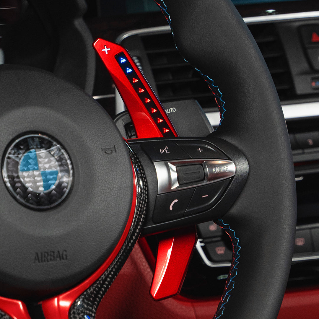 TDD Motors LED Paddle Shifter Extension for BMW 5 series F10/F11) ; 6 series F06/ F12/F13) ; 7 series F01/F02/F03) ; 5 series GT F07) ) (M5F10/F90) (M6 F06/F12/13) (M8 F91/F92/F93)