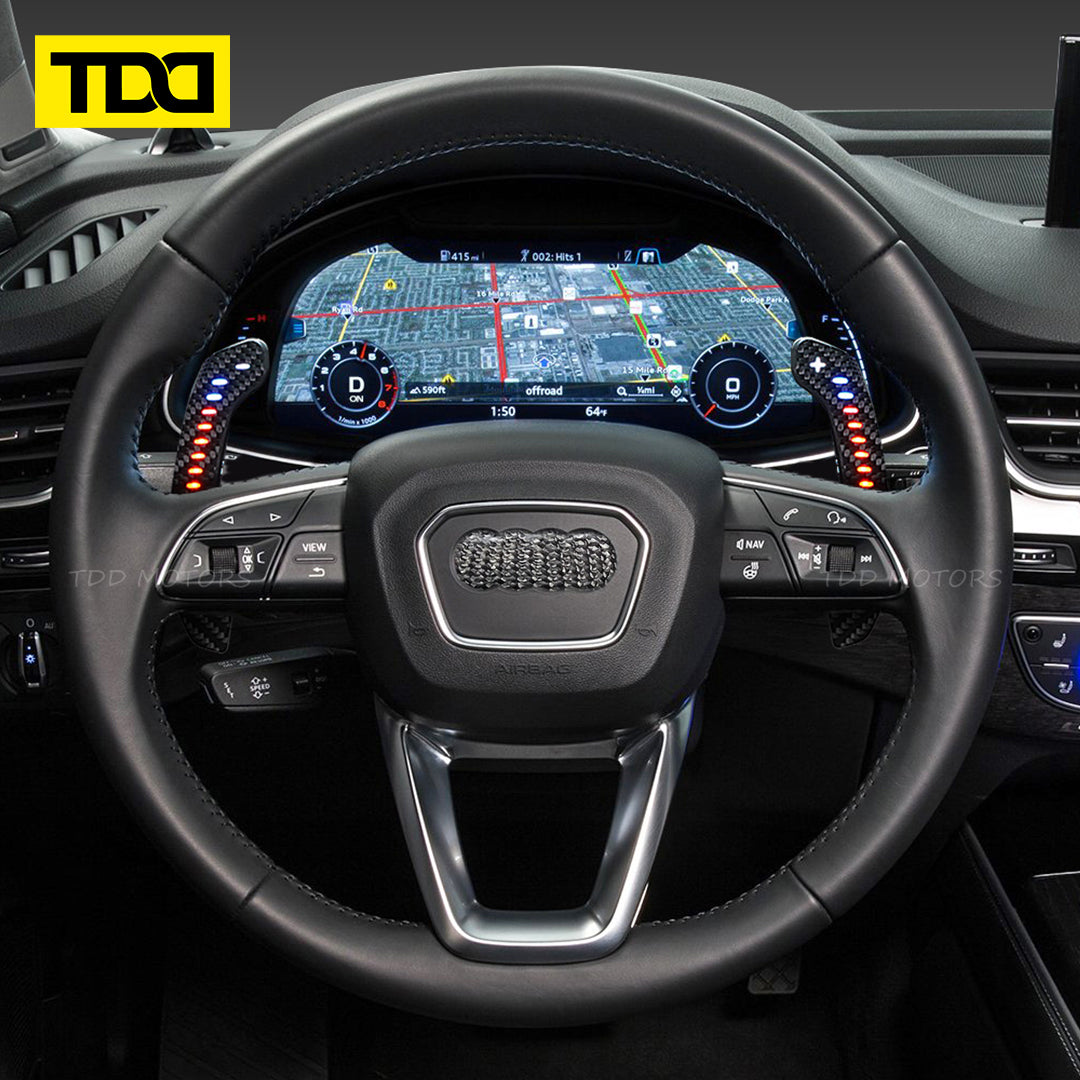 TDD Carbon Fiber Magnetic LED Paddle Shifters For Audi A1 A2 A3 A4 A5 A7 A8 Q2 Q3 Q4 Q5 Q7 Q8 S1 S2 S3 S4 S5 SQ5 SQ7 SQ8 RS1 RS2 RS3 RS4 RS5 RSQ5