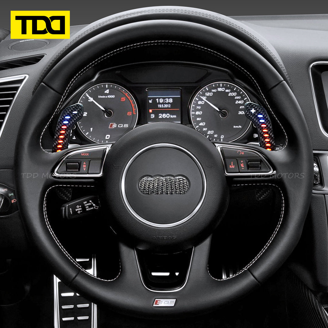 TDD Carbon Fiber Magnetic LED Paddle Shifters For Audi A1 A2 A3 A4 A5 A7 A8 Q2 Q3 Q4 Q5 Q7 Q8 S1 S2 S3 S4 S5 SQ5 SQ7 SQ8 RS1 RS2 RS3 RS4 RS5 RSQ5