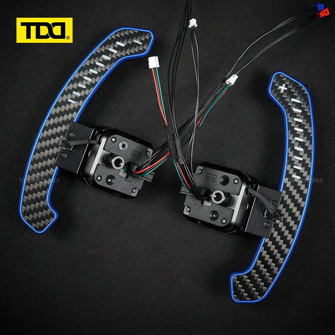TDD Carbon Fiber Magnetic LED Paddle Shifters For Audi A1 A2 A3 A4 A5 A8 Q2 Q3 Q4 Q5 Q7 Q8 S1 S2 S3 S4 S5 SQ5 SQ7 SQ8 RS1 RS2 RS3 RS4 RS5 RSQ5