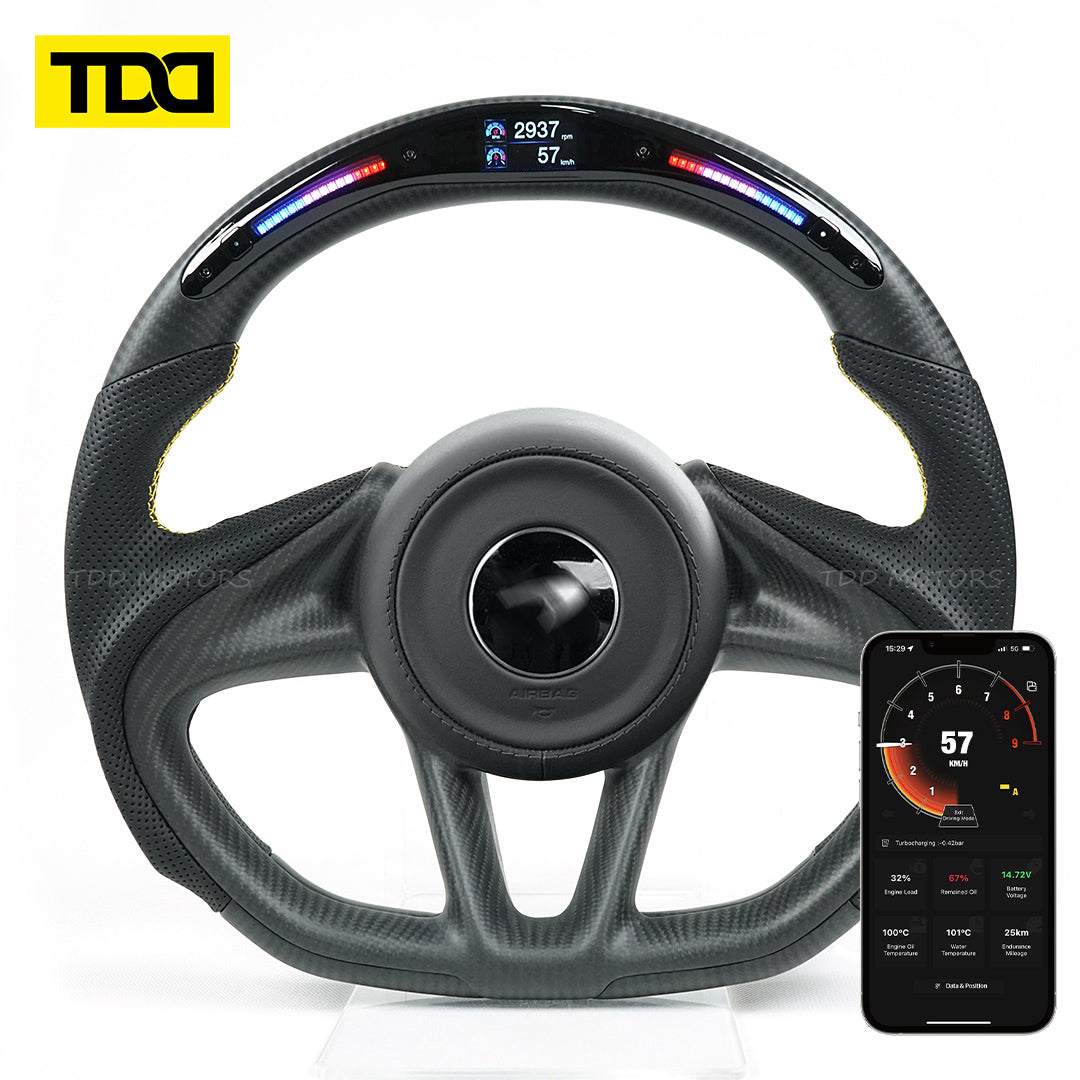 TDD Motors Carbon Fiber LED Steering Wheel for McLaren 720S 12C 570 540C 600LT RPM Rev