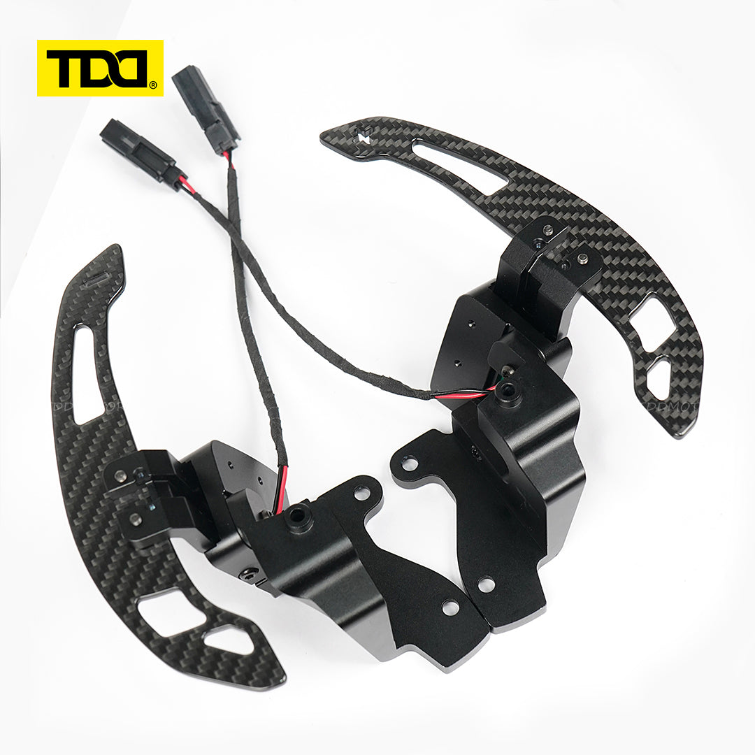 TDD Glossy Carbon Fiber Magnetic Steering Wheel Paddle Shifters For Ford F150 F-150 Raptor 2015-2025