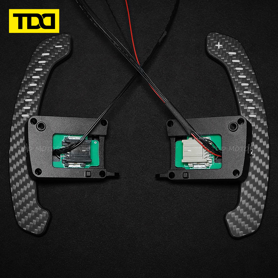 TDD Carbon Fiber Magnetic LED Paddle Shifters For Mustang 2015-2023