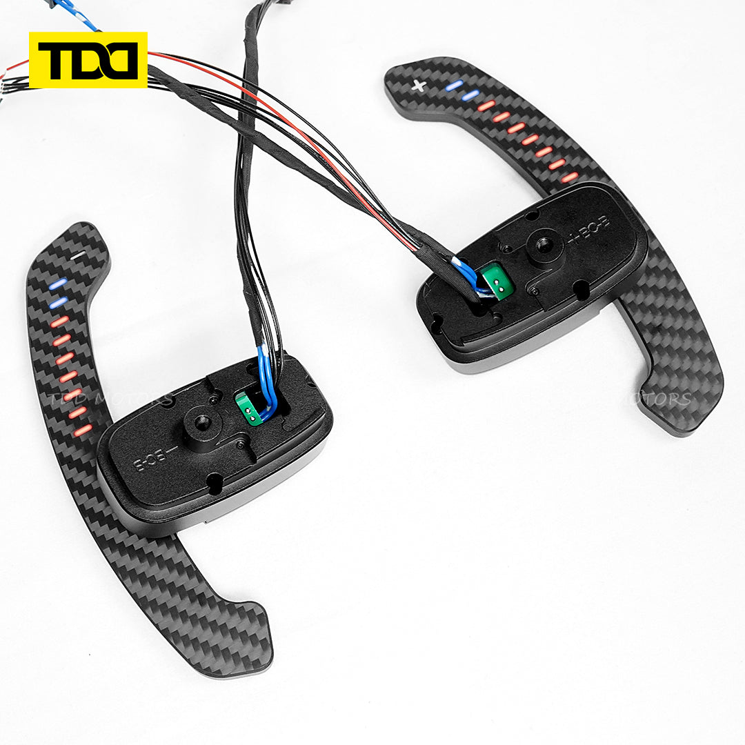 TDD Carbon Fiber Magnetic LED Paddle Shifters For Mercedes Benz W221, Class: S AMG