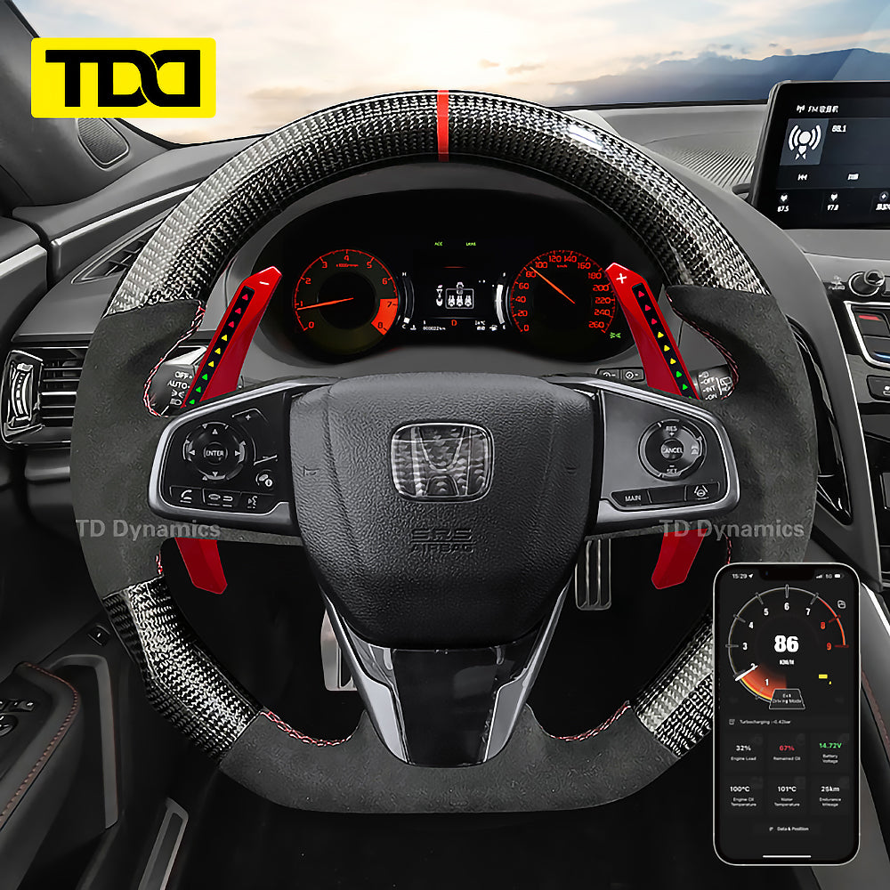 pedal shift TDD Motors LED Paddle Shifter Extension for Honda Civic/ CRV Glossy Black
