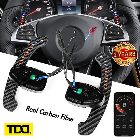 TDD Carbon Fiber Magnetic LED Paddle Shifters For Mercedes Benz W205,S205 S213,W213 X156 C117,X117 W218,X218,C257 V222,X222 A238,C238 C205,A205 R231 Class:C E GLA CLA CLS S GLE SLC SL