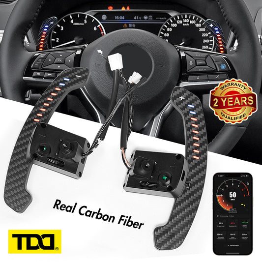 TDD Carbon Fiber Magnetic LED Paddle Shifters For Nissan Micra VERSA 20 21