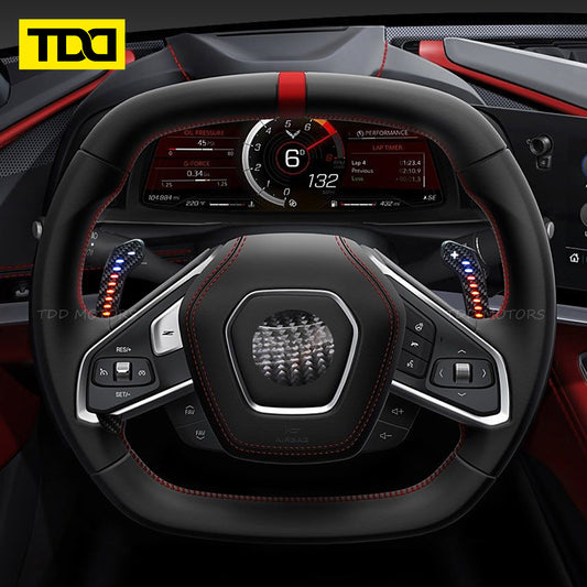 (PRE-SELL)TDD Carbon Fiber Magnetic LED Paddle Shifters For Chevrolet C8 Corvette