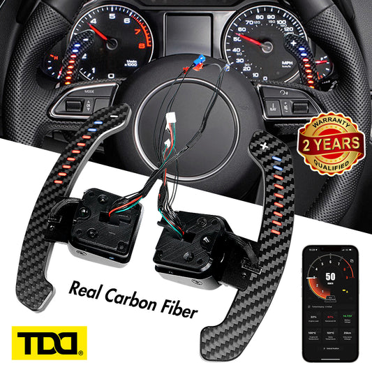 TDD Carbon Fiber Magnetic LED Paddle Shifters For Audi A1 A2 A3 A4 A5 A7 A8 Q2 Q3 Q4 Q5 Q7 Q8 S1 S2 S3 S4 S5 SQ5 SQ7 SQ8 RS1 RS2 RS3 RS4 RS5 RSQ5
