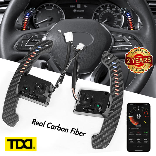 TDD Carbon Fiber Magnetic LED Paddle Shifters For Infiniti 19-22 Infiniti Q50 QX50 17-21 Q60 QX60