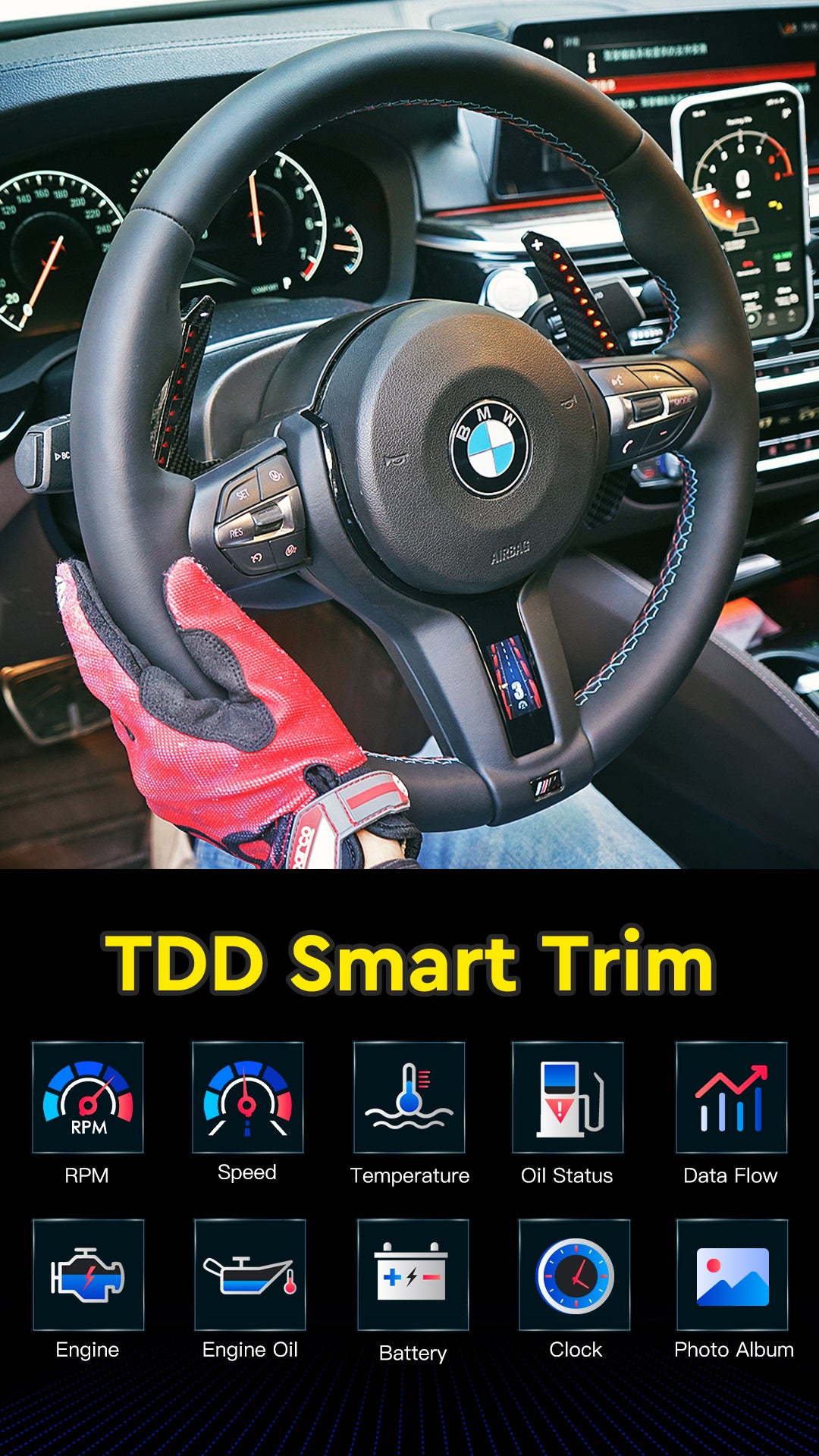 TDD LED Smart Trim Display for  BMW M Performance Steering Wheel
