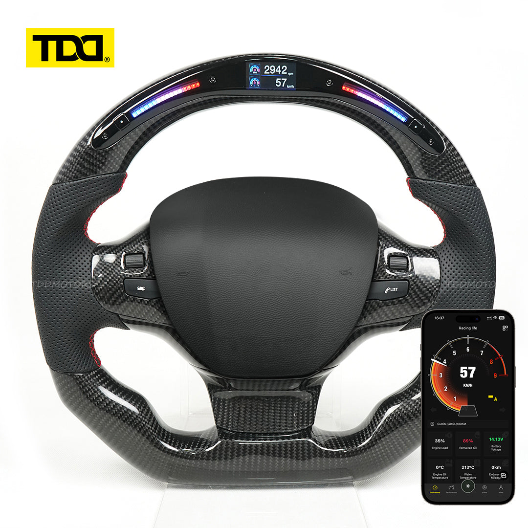 TDD Motors LED CARBON FIBER STEERING WHEEL for Peugeot 308