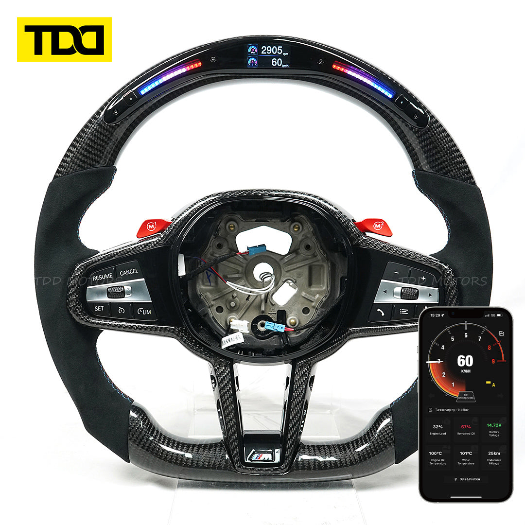 TDD  Motors LED CARBON FIBER STEERING WHEEL for BMW M4 CS G8X LCI