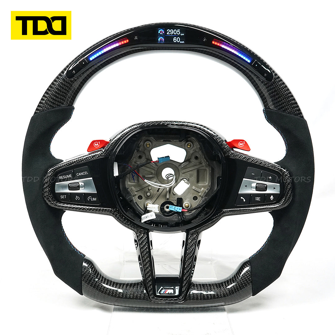 TDD  Motors LED CARBON FIBER STEERING WHEEL for BMW M4 CS G8X LCI