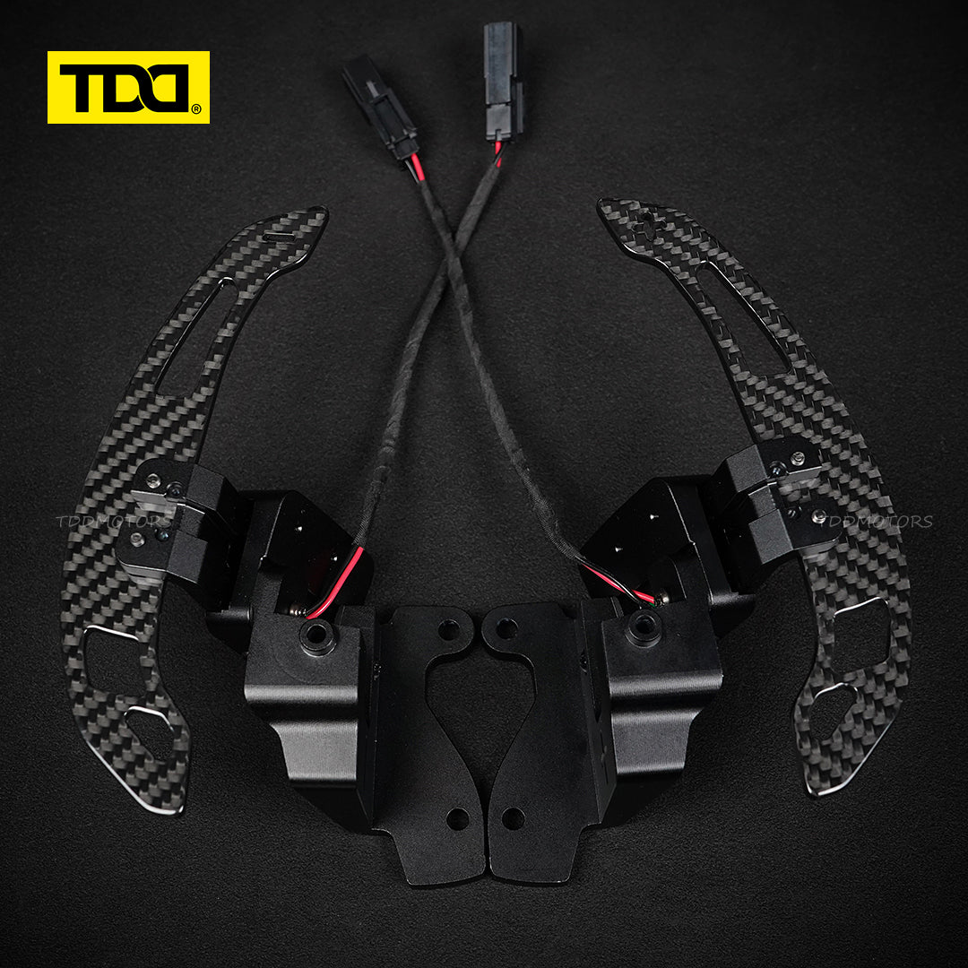 TDD Glossy Carbon Fiber Magnetic Steering Wheel Paddle Shifters For Ford F150 F-150 Raptor 2015-2025