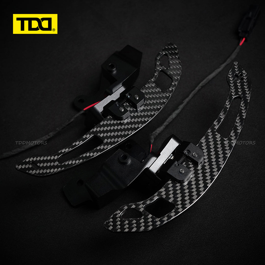 TDD Glossy Carbon Fiber Magnetic Steering Wheel Paddle Shifters For Ford F150 F-150 Raptor 2015-2025