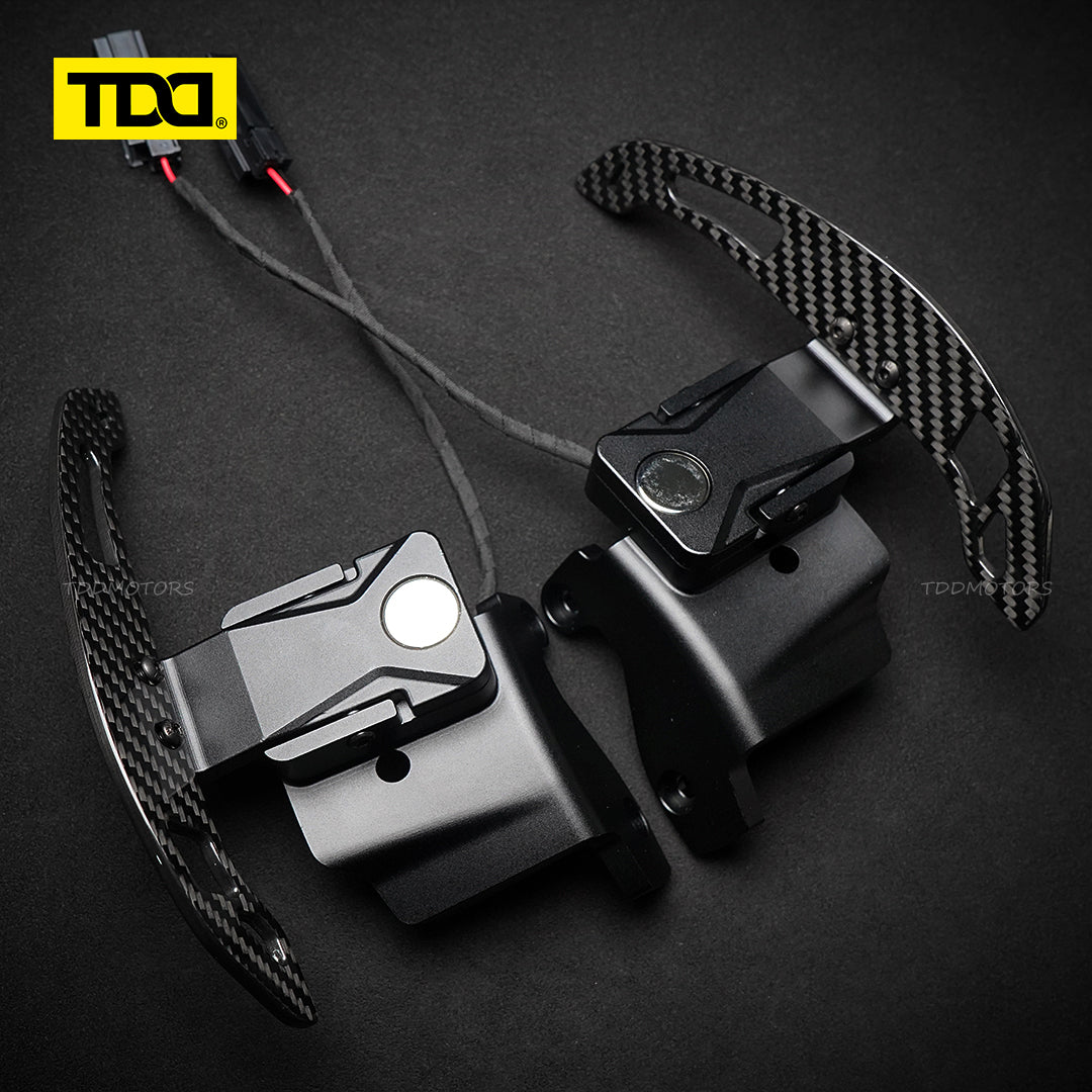 TDD Glossy Carbon Fiber Magnetic Steering Wheel Paddle Shifters For Ford F150 F-150 Raptor 2015-2025