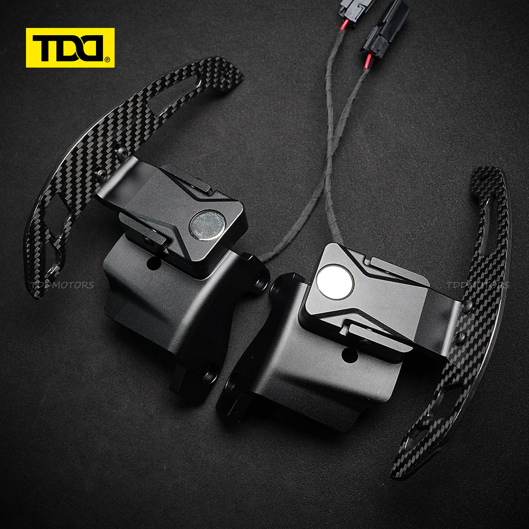 TDD Glossy Carbon Fiber Magnetic Steering Wheel Paddle Shifters For Ford F150 F-150 Raptor 2015-2025
