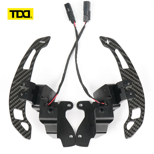 TDD Glossy Carbon Fiber Magnetic Steering Wheel Paddle Shifters For Ford F150 F-150 Raptor 2015-2025