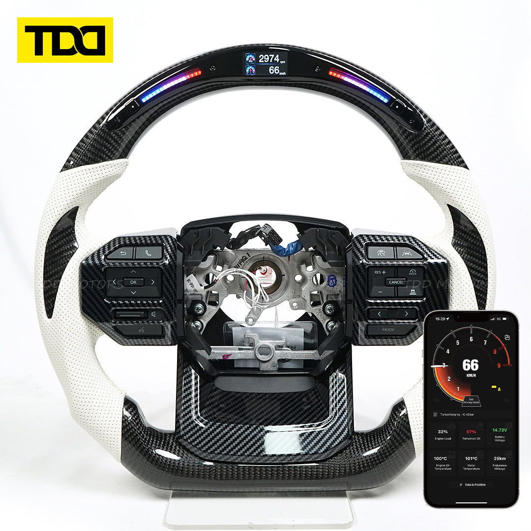 TDD  Motors LED CARBON FIBER STEERING WHEEL for Toyota Prado