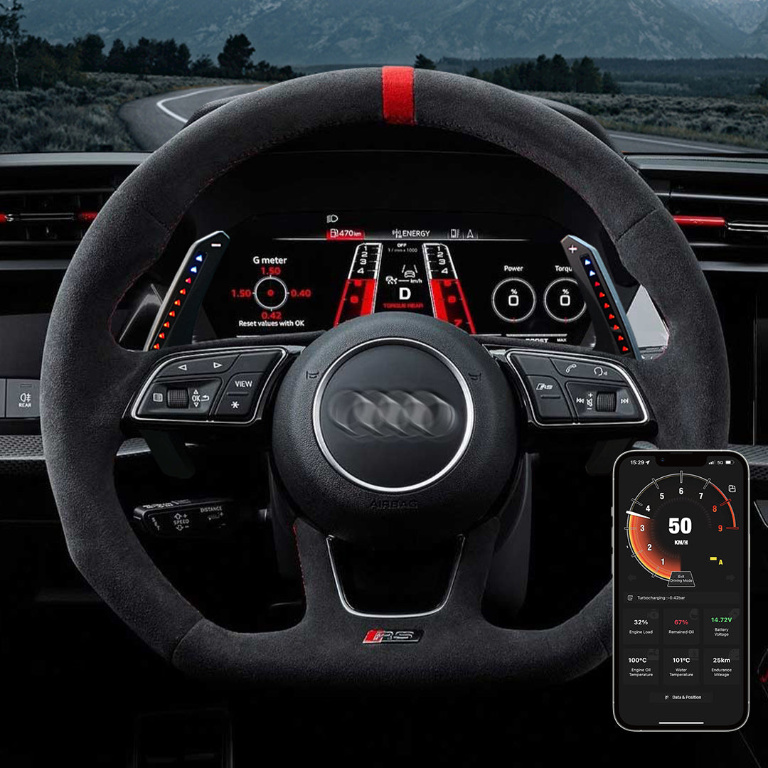 TDD Motors LED Paddle Shifter Extension for Audi _x000b_A1：2019; A3：2017-2022; A4：2017-2020; _x000b_RS4:2019-2021; RS5：2017-2021; RS3:2017-2021; S3：2016-2021; A5:2017-2021; S4：2016-2020; S5：2017-2020