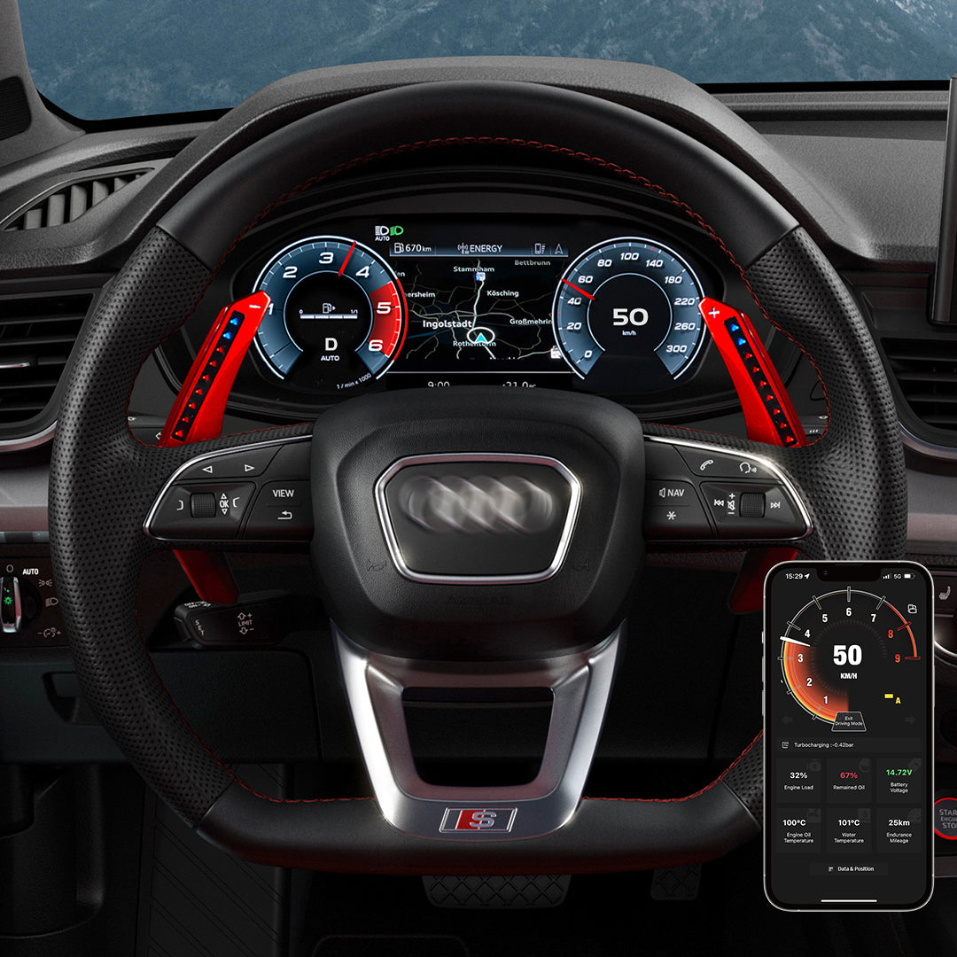 TDD Motors LED Paddle Shifter Extension for Audi Q3:2019-2021; _x000b_Q5L：2018-2021; RSQ3:2020; _x000b_RS5:2021-2022; Q8：2017-2021
